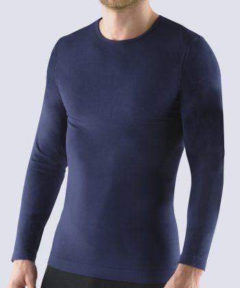 Moška majica iz bambusa z dolgimi rokavi Bsoft - temno modra