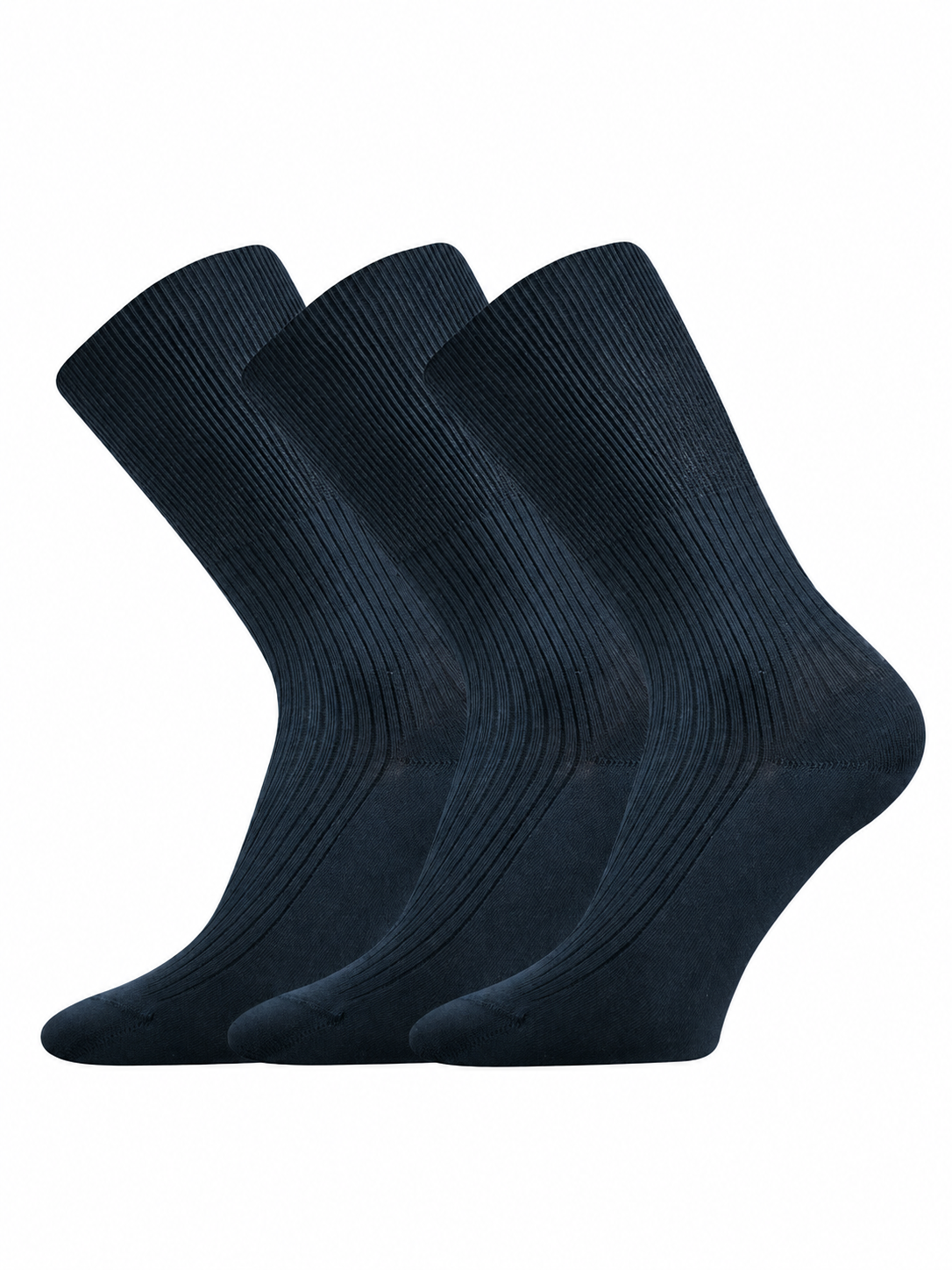 Tri temno modre rebraste nogavice temno-modre-nogavice-100-bombaz